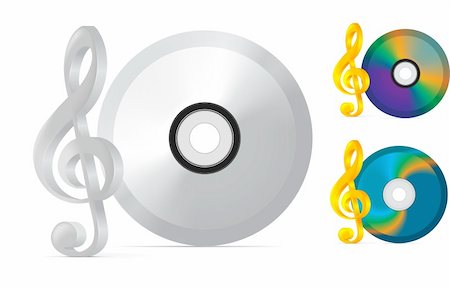 simsearch:400-08166117,k - compact disc with treble clef on white background Stock Photo - Budget Royalty-Free & Subscription, Code: 400-06092826