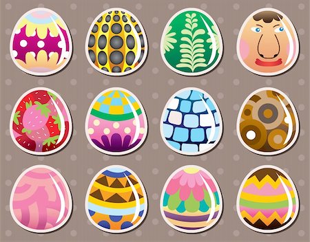 simsearch:400-04242338,k - cartoon Easter egg stickers Photographie de stock - Aubaine LD & Abonnement, Code: 400-06093044