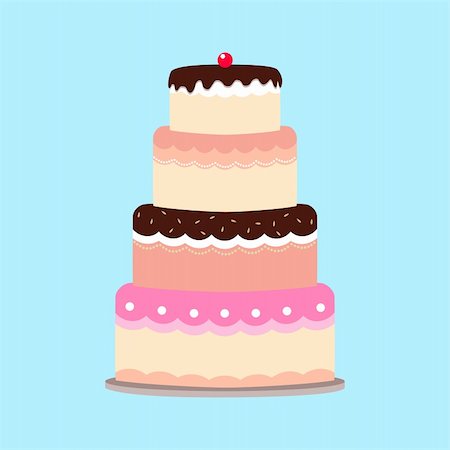 Vector illustration of a cake isolated on blue background Stock Photo - Budget Royalty-Free & Subscription, Code: 400-06093205