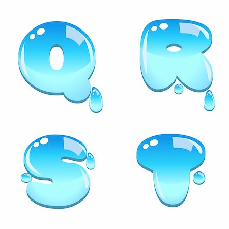 design of letter a in water - A set of water bead font type, letter Q to T Stock Photo - Budget Royalty-Free & Subscription, Code: 400-06093216