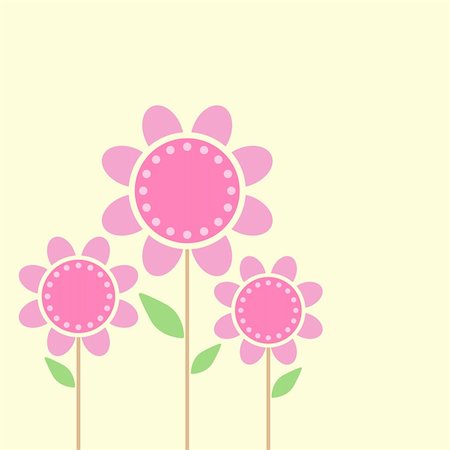 fun plant clip art - Vector of flowers Isolated on yellow background Stock Photo - Budget Royalty-Free & Subscription, Code: 400-06093211