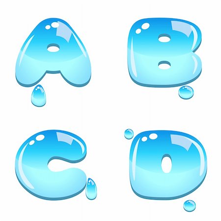 design of letter a in water - A set of water bead font type, letter A to D Stock Photo - Budget Royalty-Free & Subscription, Code: 400-06093212