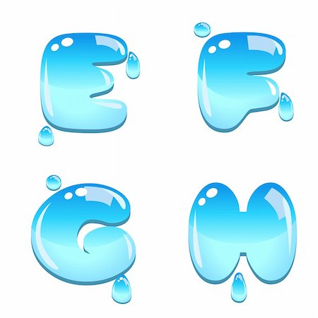 A set of water bead font type, letter E to H Photographie de stock - Aubaine LD & Abonnement, Code: 400-06093213