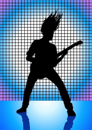 rock music clip art - Stock illustration of a man playing guitar Foto de stock - Super Valor sin royalties y Suscripción, Código: 400-06093222