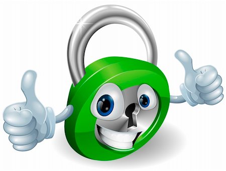 simsearch:400-05927885,k - Happy padlock security concept mascot illustration Photographie de stock - Aubaine LD & Abonnement, Code: 400-06093280