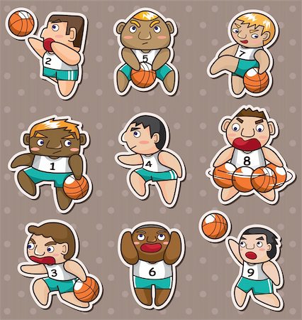 simsearch:400-06095731,k - cartoon basketball player stickers Stock Photo - Budget Royalty-Free & Subscription, Code: 400-06093388