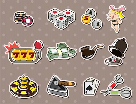 simsearch:400-08498172,k - cartoon casino stickers Foto de stock - Royalty-Free Super Valor e Assinatura, Número: 400-06093392