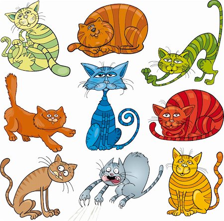 simsearch:400-04191589,k - cartoon illustration of funny nine cats set Stock Photo - Budget Royalty-Free & Subscription, Code: 400-06093549