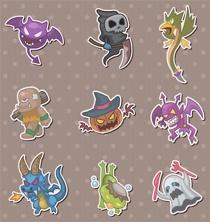 dragon color blue - halloween monster stickers Stock Photo - Budget Royalty-Free & Subscription, Code: 400-06093738