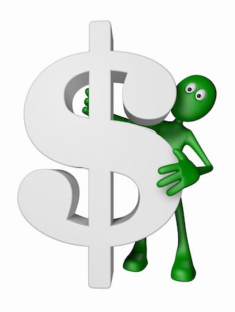 simsearch:400-04366290,k - green guy and dollar symbol - 3d illustration Photographie de stock - Aubaine LD & Abonnement, Code: 400-06093761