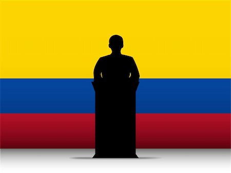 simsearch:400-06093771,k - Vector - Colombia  Speech Tribune Silhouette with Flag Background Foto de stock - Royalty-Free Super Valor e Assinatura, Número: 400-06093777