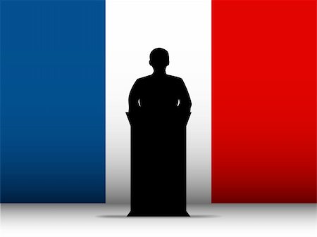 simsearch:400-06093771,k - Vector - France  Speech Tribune Silhouette with Flag Background Foto de stock - Royalty-Free Super Valor e Assinatura, Número: 400-06093783