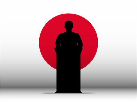 simsearch:400-06093771,k - Vector - Japan  Speech Tribune Silhouette with Flag Background Foto de stock - Royalty-Free Super Valor e Assinatura, Número: 400-06093791