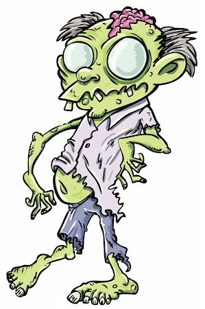 die toon - Cute green cartoon zombie. Isolated on white Stock Photo - Budget Royalty-Free & Subscription, Code: 400-06093834