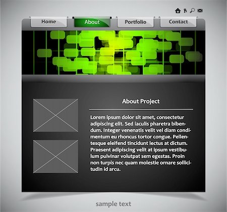 website template in black and green colors. Vector illustration. Stock Photo - Budget Royalty-Free & Subscription, Code: 400-06093964