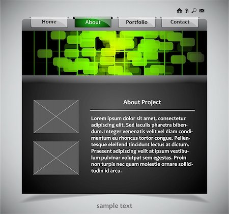 website template in black and green colors. Vector illustration. Foto de stock - Super Valor sin royalties y Suscripción, Código: 400-06093964