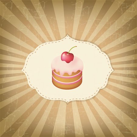 Vintage Old Label With Cupcake, Vector Illustration Stock Photo - Budget Royalty-Free & Subscription, Code: 400-06104035