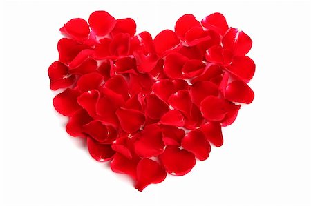 Beautiful heart of red rose petals on white background Stock Photo - Budget Royalty-Free & Subscription, Code: 400-06104564