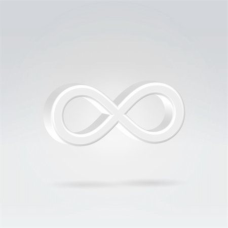 Glowing white silver bright infinity symbol 3d closeup backlit hanging in space Stock Photo - Budget Royalty-Free & Subscription, Code: 400-06104671