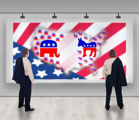 democratic party - American presidential elections - businessman pondering the choices Stock Photo - Budget Royalty-Free & Subscription, Code: 400-06105266