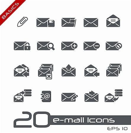 pictures of black and white writing letter - Vector icon set for your web or printing projects. Stock Photo - Budget Royalty-Free & Subscription, Code: 400-06105272