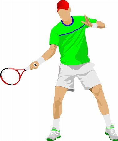 simsearch:400-07758215,k - Tennis player. Colored Vector illustration for designers Fotografie stock - Microstock e Abbonamento, Codice: 400-06105388