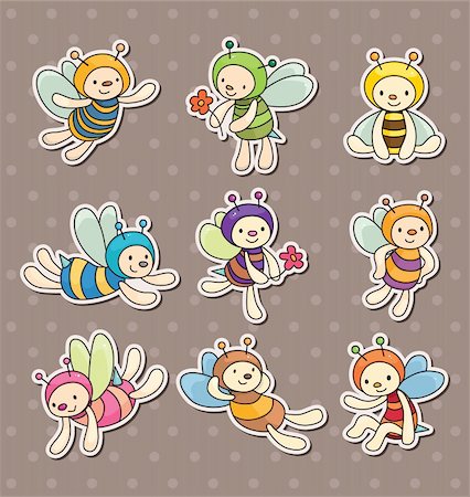simsearch:400-05383771,k - cartoon bee boy stickers Stockbilder - Microstock & Abonnement, Bildnummer: 400-06105480