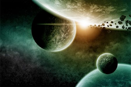 planets in another star system - Planet landscape in space made with photoshop cs5 Stock Photo - Budget Royalty-Free & Subscription, Code: 400-06105557