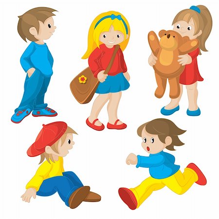 Set from five animated children isolated on a white background Stock Photo - Budget Royalty-Free & Subscription, Code: 400-06105982