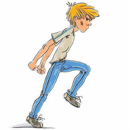 funny dispute - Angry teen boy walking with fists clenched vector cartoon. Stock Photo - Budget Royalty-Free & Subscription, Code: 400-06105991