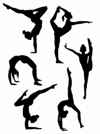 strong female acrobats - Vector illustration of a girls gymnasts silhouettes Stock Photo - Budget Royalty-Free & Subscription, Code: 400-06106006