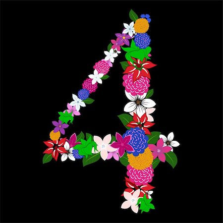 Floral numeral for using in web and print design. Vector illustration. Stock Photo - Budget Royalty-Free & Subscription, Code: 400-06106151