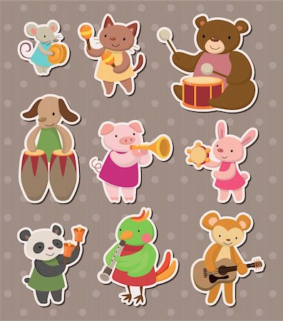 simsearch:400-04389799,k - animal play music stickers Stock Photo - Budget Royalty-Free & Subscription, Code: 400-06106442