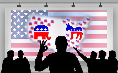 simsearch:400-09097916,k - American presidential elections marketing banner with silhouette crowd in front Photographie de stock - Aubaine LD & Abonnement, Code: 400-06106655