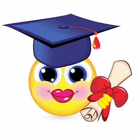 simsearch:400-06076108,k - Cheerful smiley graduate. Illustration on white background. Foto de stock - Royalty-Free Super Valor e Assinatura, Número: 400-06106718