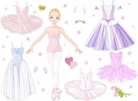 dancing cartoon cutouts - Paper Doll Ballerina with different   costumes Stock Photo - Budget Royalty-Free & Subscription, Code: 400-06107301