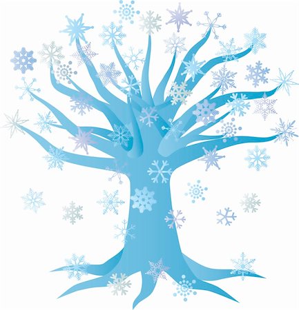 simsearch:400-07218423,k - Christmas Winter Tree with Snowflakes Illustration Isolated on White Background Stockbilder - Microstock & Abonnement, Bildnummer: 400-06107856