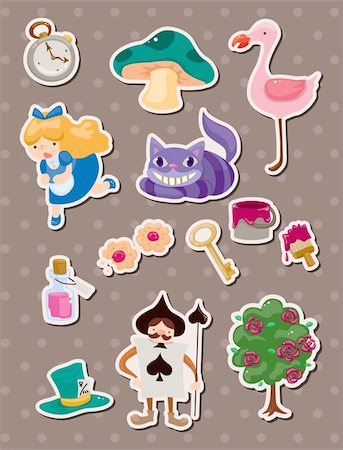 Alice in Wonderland stickers Stock Photo - Budget Royalty-Free & Subscription, Code: 400-06107945