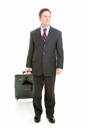 simsearch:400-08750109,k - Businessman traveling with his suitcase.  Full body isolated view on white background. Foto de stock - Super Valor sin royalties y Suscripción, Código: 400-06108299