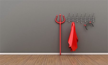 Illustration of devil costume and horns on a hanger Stock Photo - Budget Royalty-Free & Subscription, Code: 400-06108641