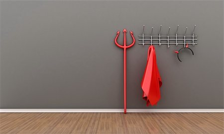 simsearch:400-04680939,k - Illustration of devil costume and horns on a hanger Fotografie stock - Microstock e Abbonamento, Codice: 400-06108641