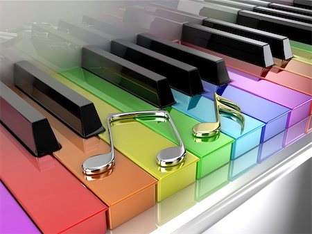 piano practice - The white piano with keys of different colours of a rainbow Stock Photo - Budget Royalty-Free & Subscription, Code: 400-06108643