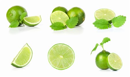 Lime and mint on a white background set Stock Photo - Budget Royalty-Free & Subscription, Code: 400-06109001
