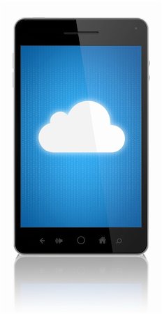 simsearch:400-08107657,k - Cloud computing connection on modern mobile smart phone. Conceptual image. Isolated on white. Foto de stock - Super Valor sin royalties y Suscripción, Código: 400-06109030