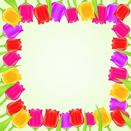 simsearch:400-07427493,k - Bright Colorful Tulip Square Frame. Vector Floral Card Foto de stock - Royalty-Free Super Valor e Assinatura, Número: 400-06100117