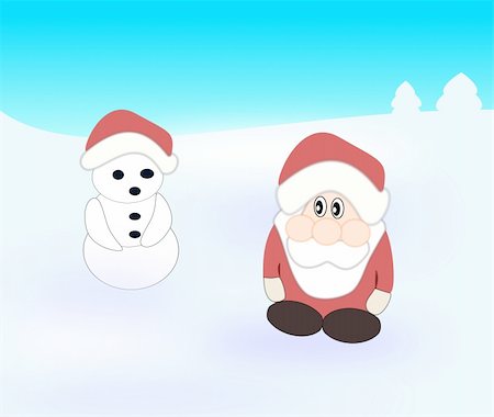 A funny little elf looking at a     snowman Stockbilder - Microstock & Abonnement, Bildnummer: 400-06100112