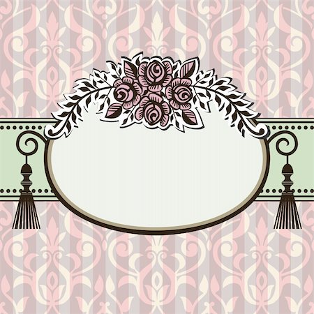 elakwasniewski (artist) - Retro roses oval frame with space for your text and ornaments. Vector illustration Stock Photo - Budget Royalty-Free & Subscription, Code: 400-06100146