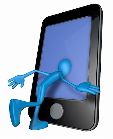 simsearch:400-08404609,k - blue guy with head inside a smartphone - 3d illustration Stock Photo - Budget Royalty-Free & Subscription, Code: 400-06100178