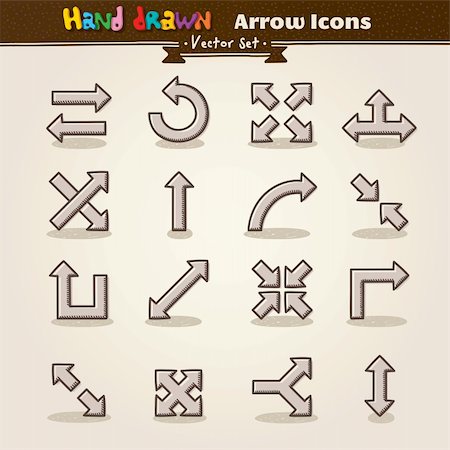 fusionner (unir) - Hand Draw Arrow Icon Set. Vector illustration. Photographie de stock - Aubaine LD & Abonnement, Code: 400-06100350