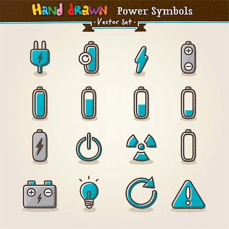 Hand Draw Power Symbols Icon Set. Vector illustration. Stock Photo - Budget Royalty-Free & Subscription, Code: 400-06100478